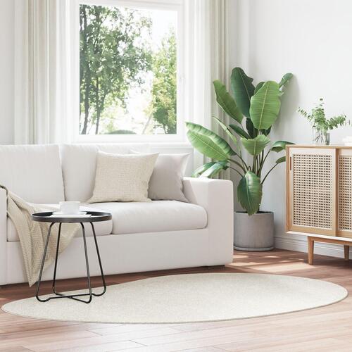 Gulvtæppe Creme 140x200 cm Polyester Skridsikker