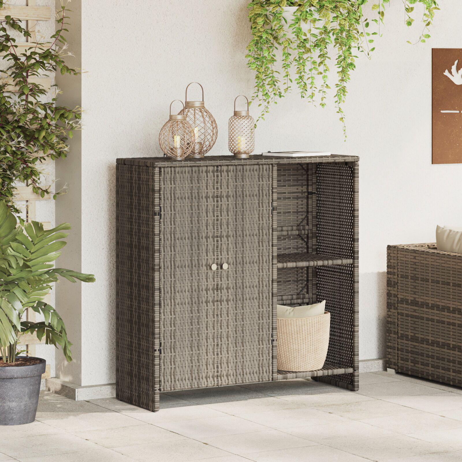 Opbevaringsskab med opbevaring Grå 100 x 36 x 102 cm Rattan