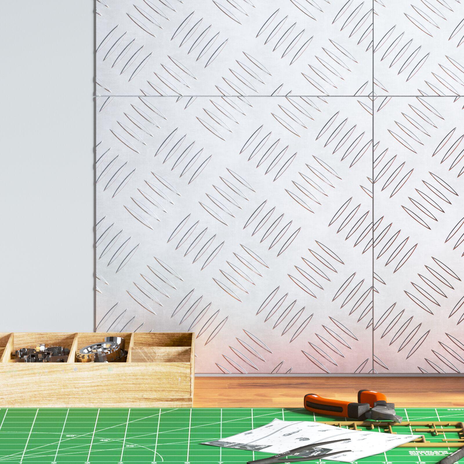 Checker plader 4 stk Sølv 30 x 30 cm Aluminium