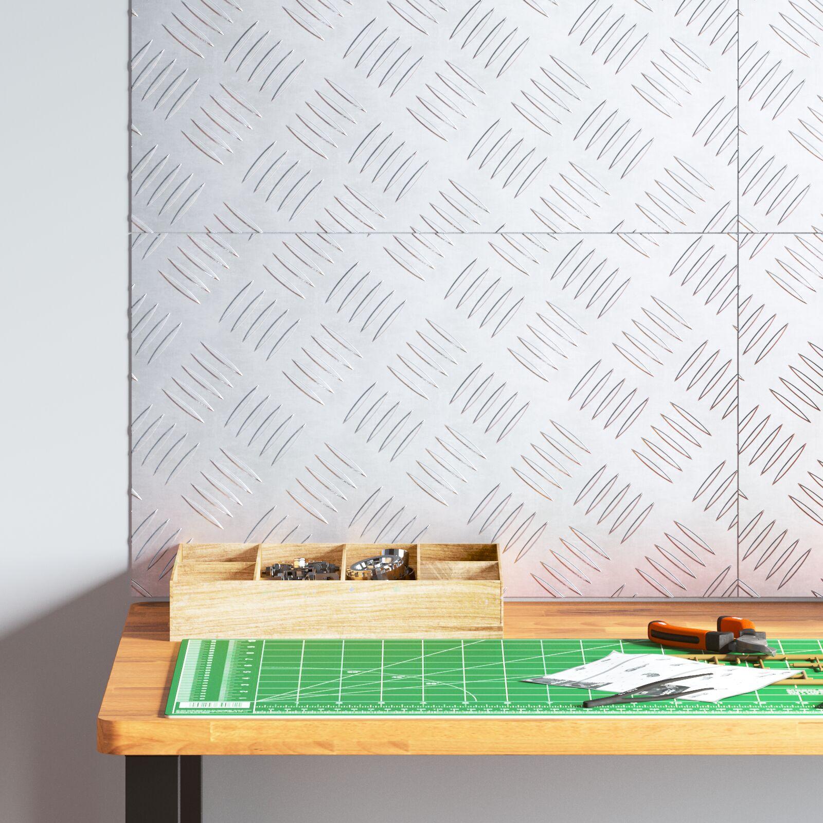 Checker Plader 4 Dele Sølv 50 X 30 Cm Aluminium