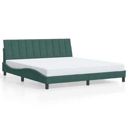 Sengeramme med LED uden madras Hanko 180x200 cm velour mørkegrøn