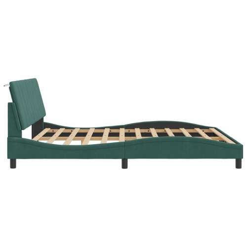 Sengeramme med LED uden madras Hanko 180x200 cm velour mørkegrøn