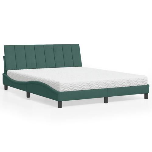 Seng med madras 160x200 cm velour mørkegrøn