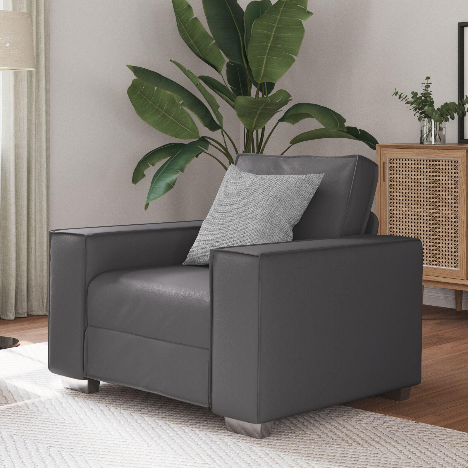 Sofastol med pude Grå 99 x 78 x 84 cm Kunstlæder