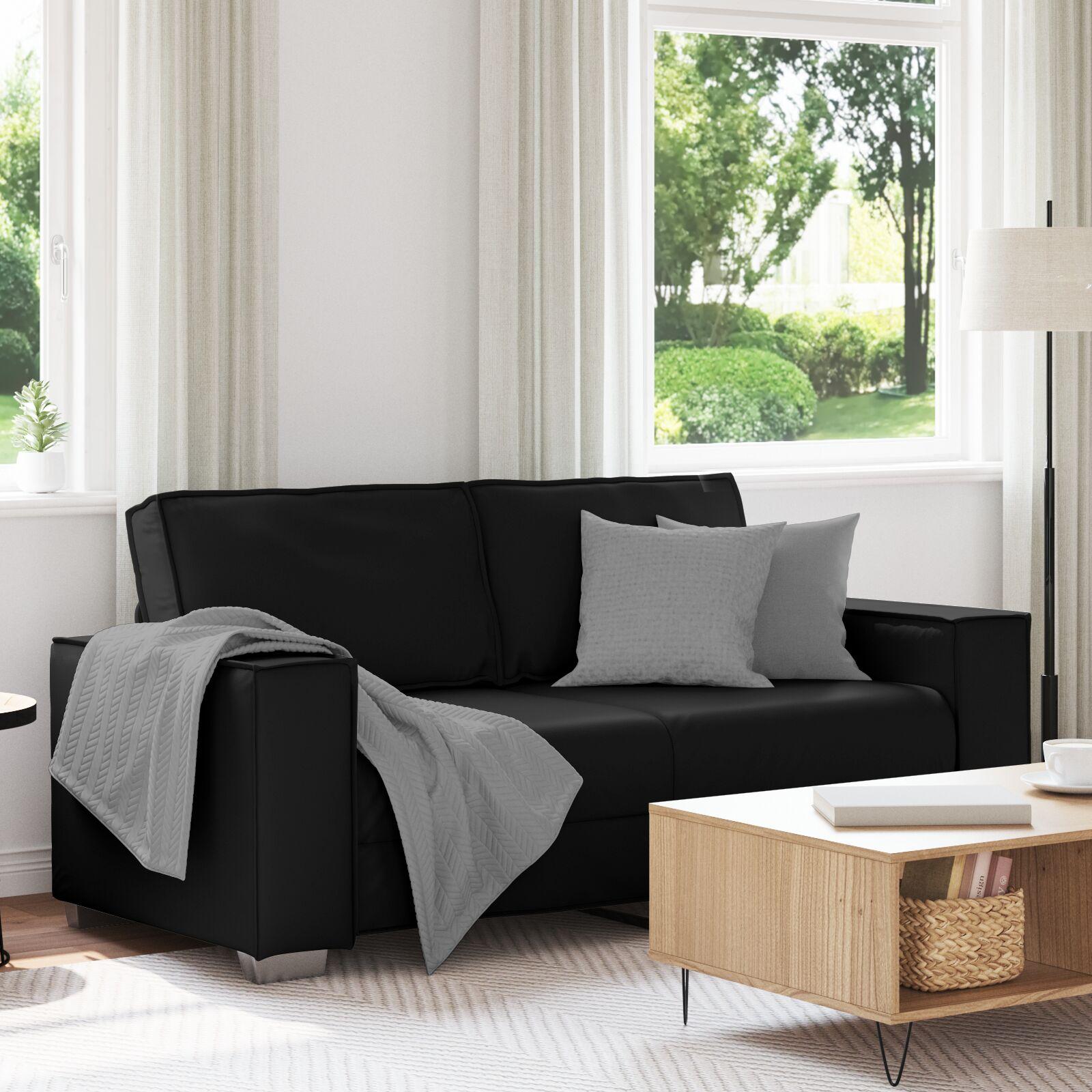 2 Personers Sofa Sort 140 Cm Kunstlæder