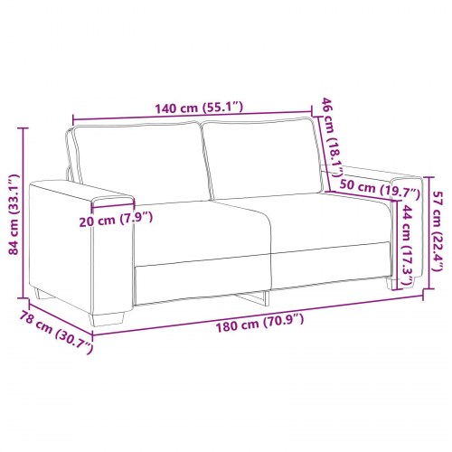 2-personers sofa Sort 140 cm Kunstlæder