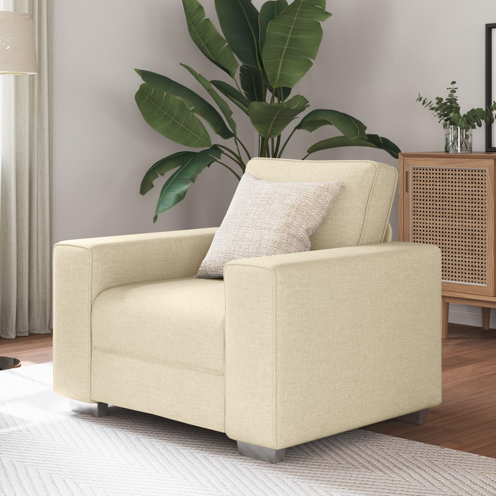 Sofa med pude Creme 100 x 77 x 82 cm Stof