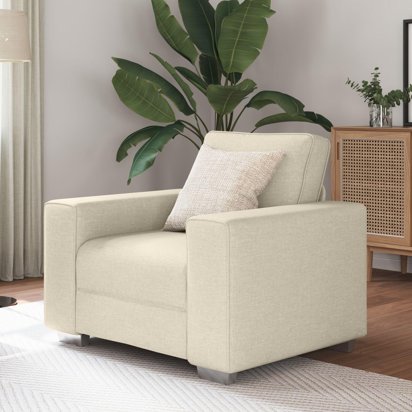 Sofa med pude med pude Beige 100 x 77 x 82 cm Linned