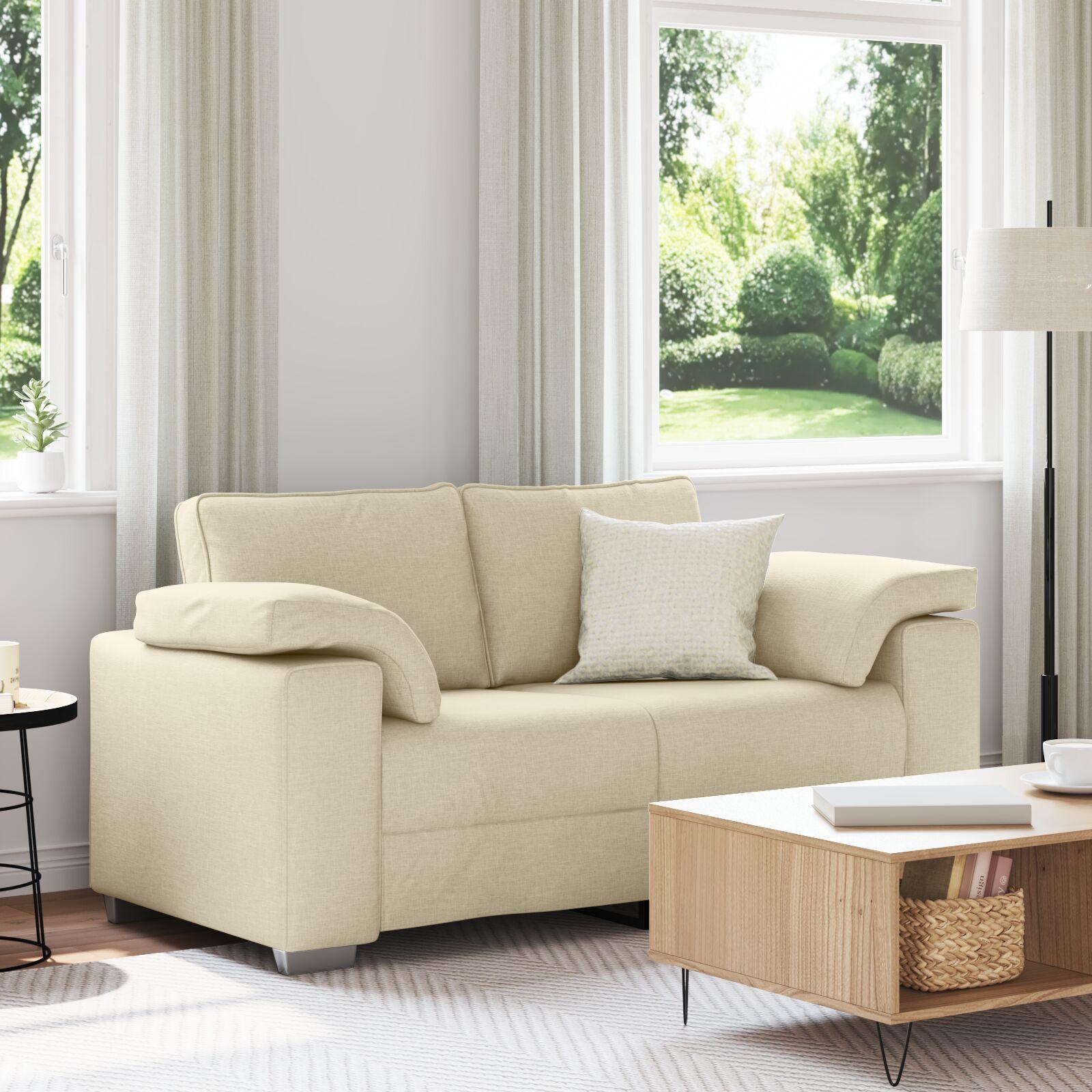 Sofa med pude Creme 160 x 77 x 82 cm Stof