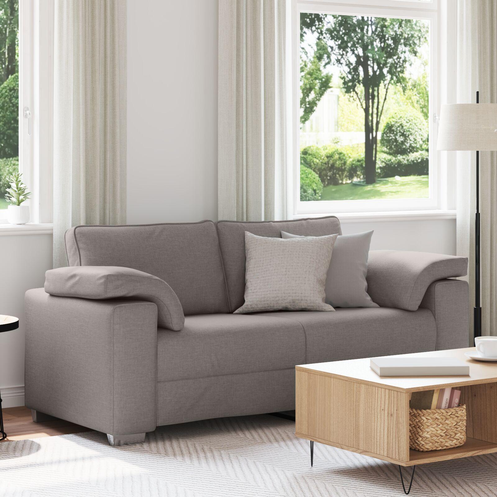 Sofa Med Pude Gråbrun 180 X 77 X 82 Cm Stof