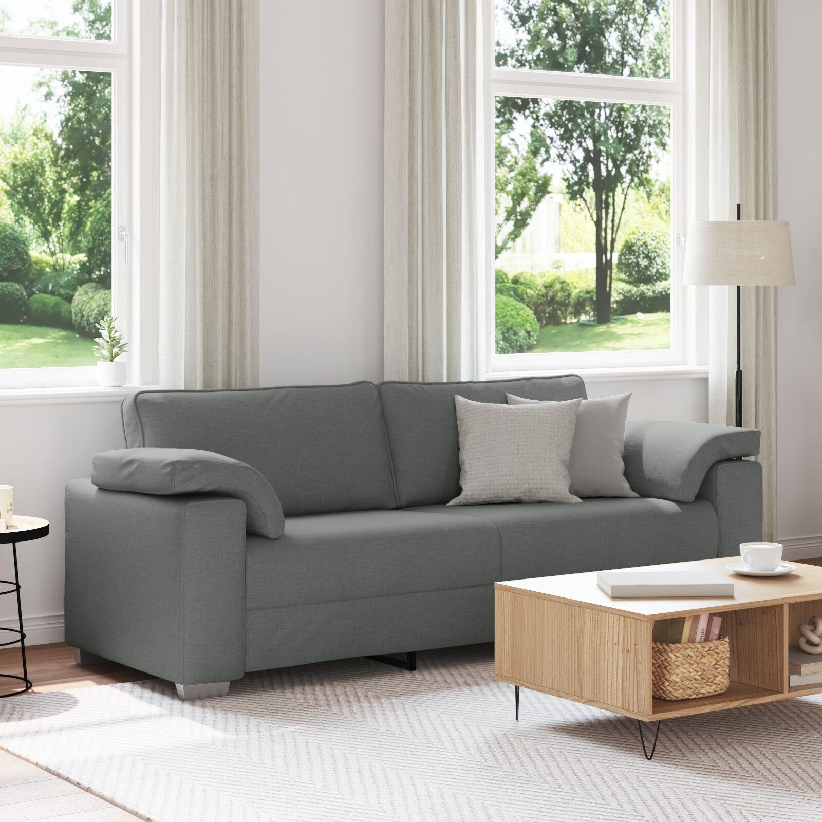 Sofa med pude Mørkegrå 219 x 77 x 82 cm Stof