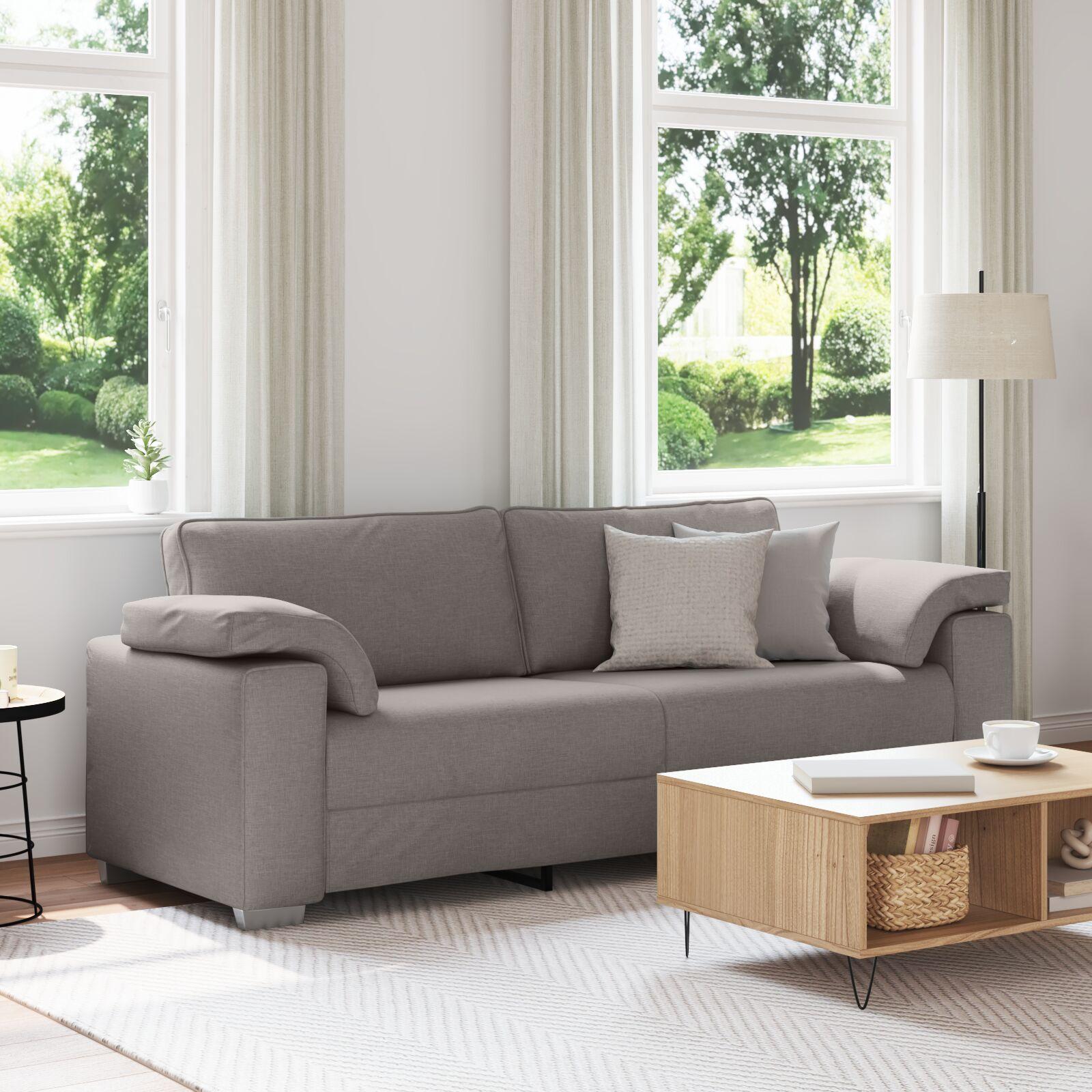 Sofa Med Pude Gråbrun 219 X 77 X 82 Cm Stof