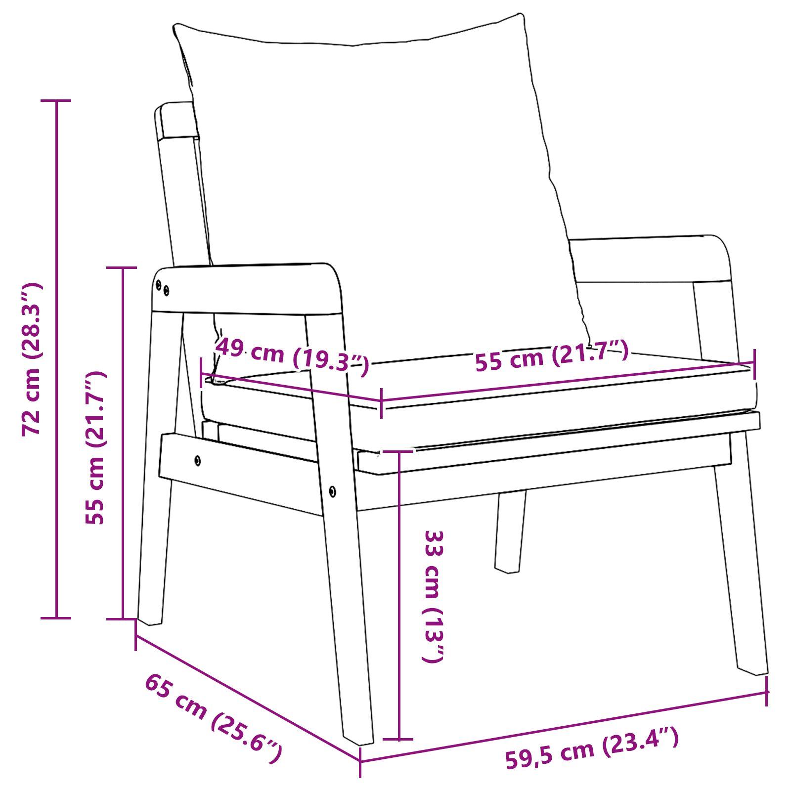 Havestole 2 stk 59,5x65x71,5 cm Massivt Akacietræ