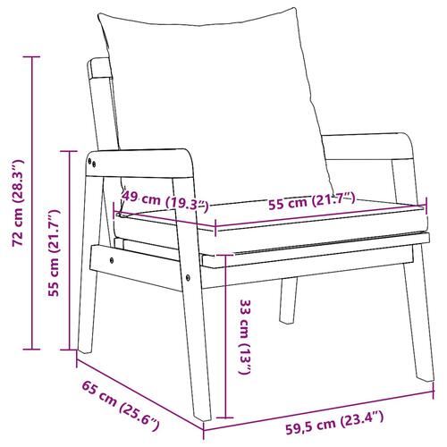 Havestole 2 stk 59,5x65x71,5 cm Massivt akacietræ