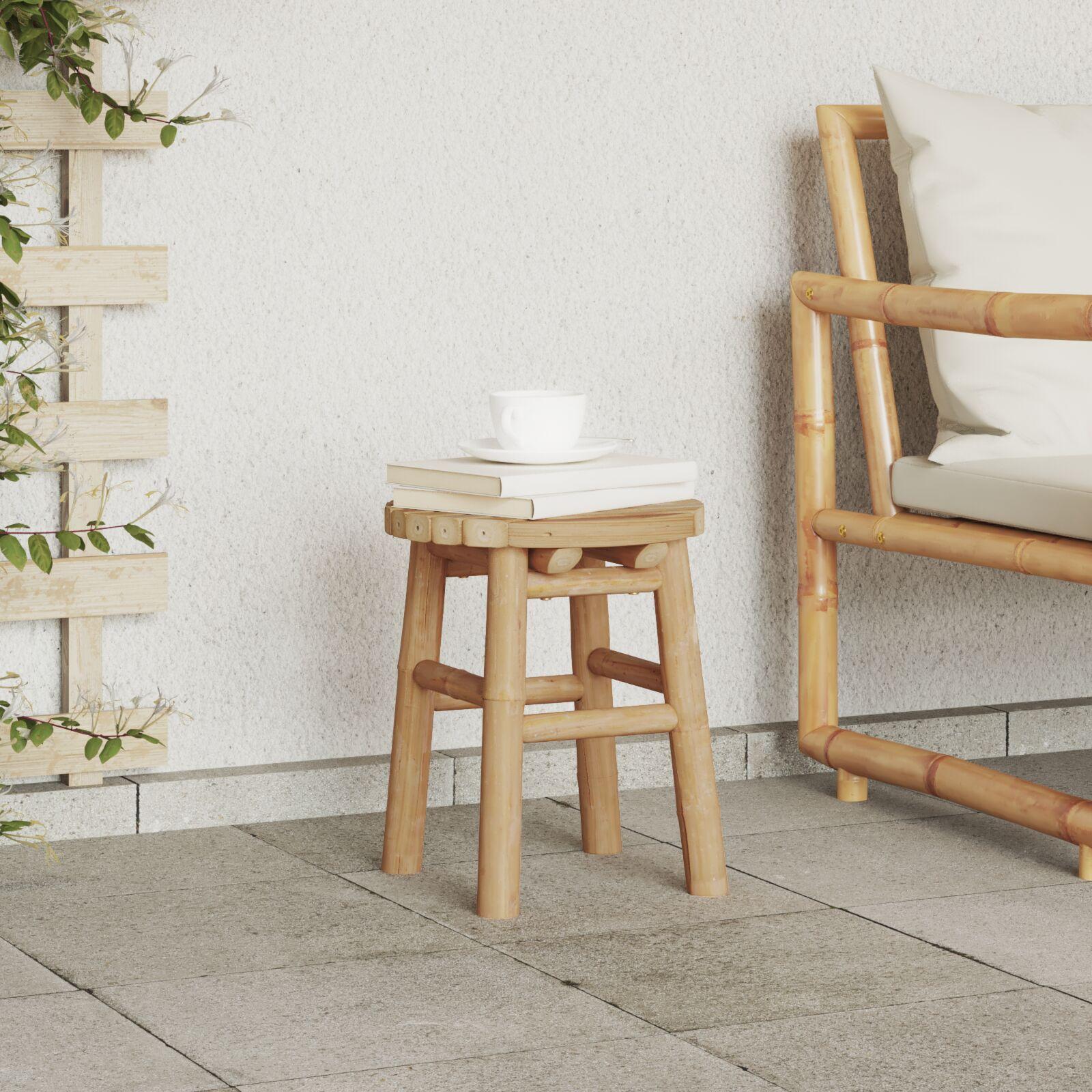 Lav Skammel Rund Ø30x36 cm i Bambus