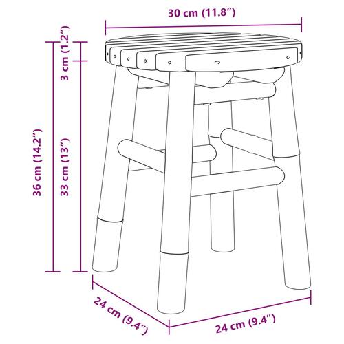Lav Skammel Rund Ø30x36 cm i Bambus