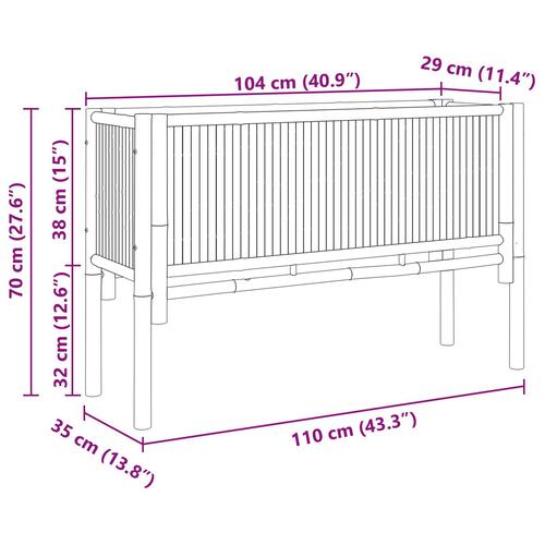 Havehævebed 110x35x70 cm Bambus