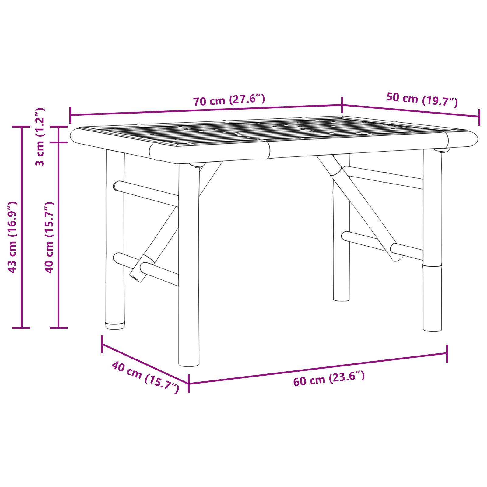Sofabord 70x40x36 cm Bambus