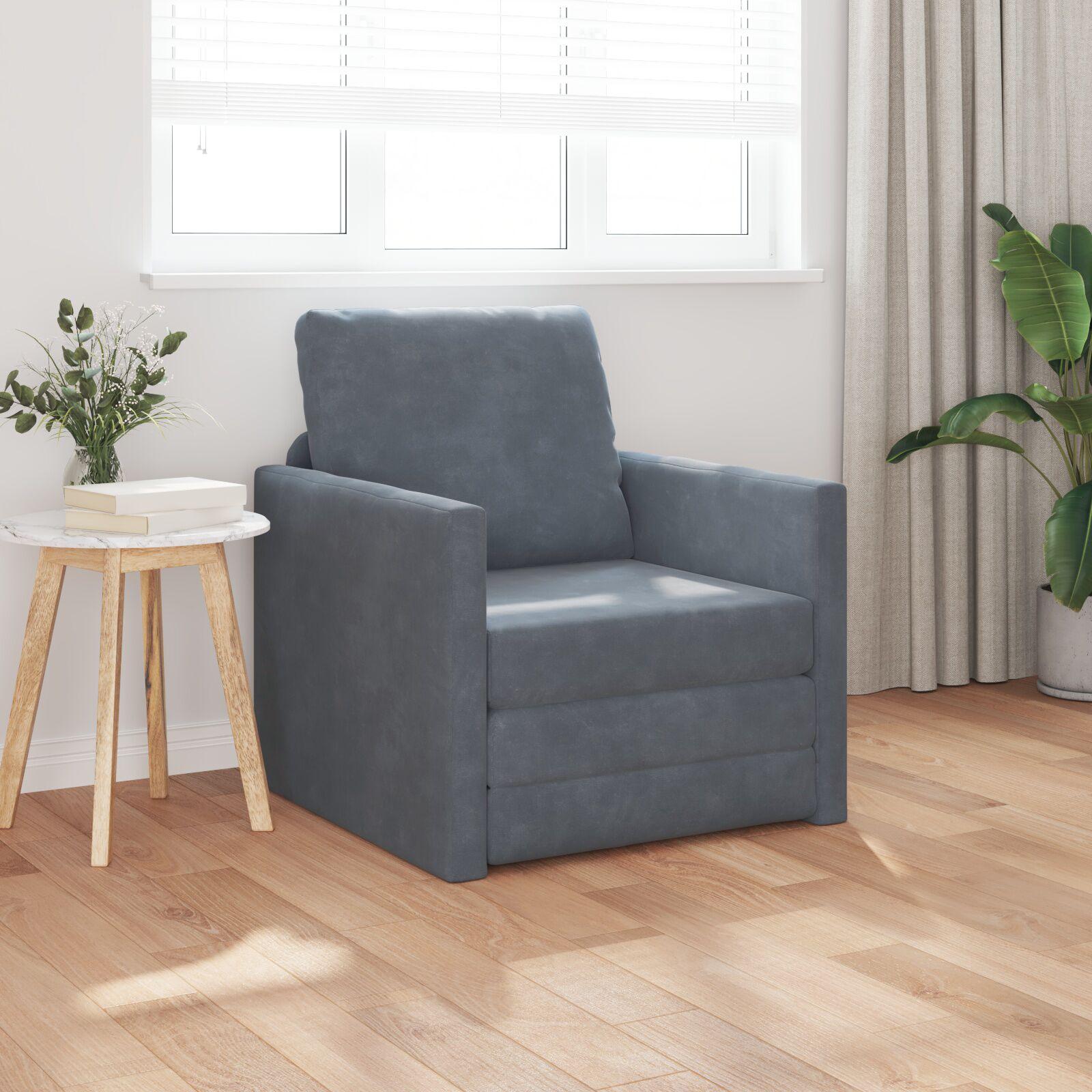 Gulvsovesofa med pude Mørkegrå 74 x 77 x 81 cm Fløjl