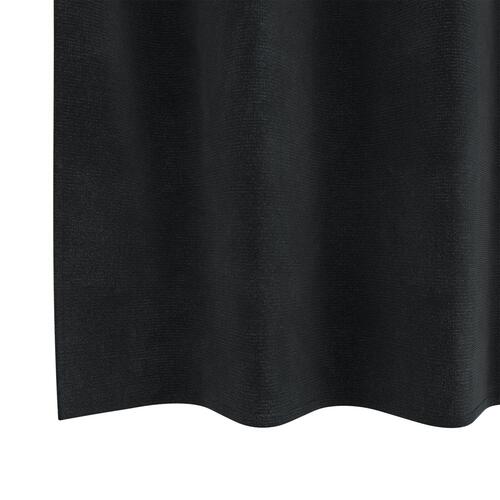 Blackout Gardiner med Øjer 2 stk Sort Velour