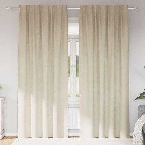 Lysdæmpende gardiner med Top Tape 2 stk Creme Velvet