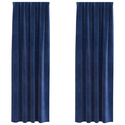 Blackout Gardiner med Top Tape 2 stk Mørkeblå Velour