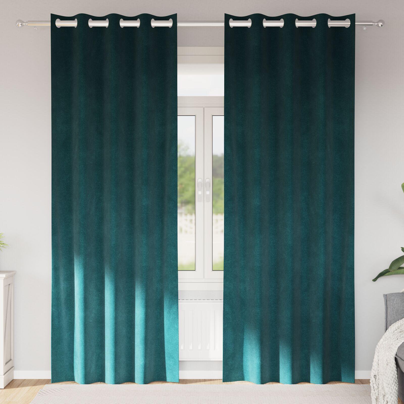 Blackout Gardiner med Øjer 2 stk Mørkegrøn Velour
