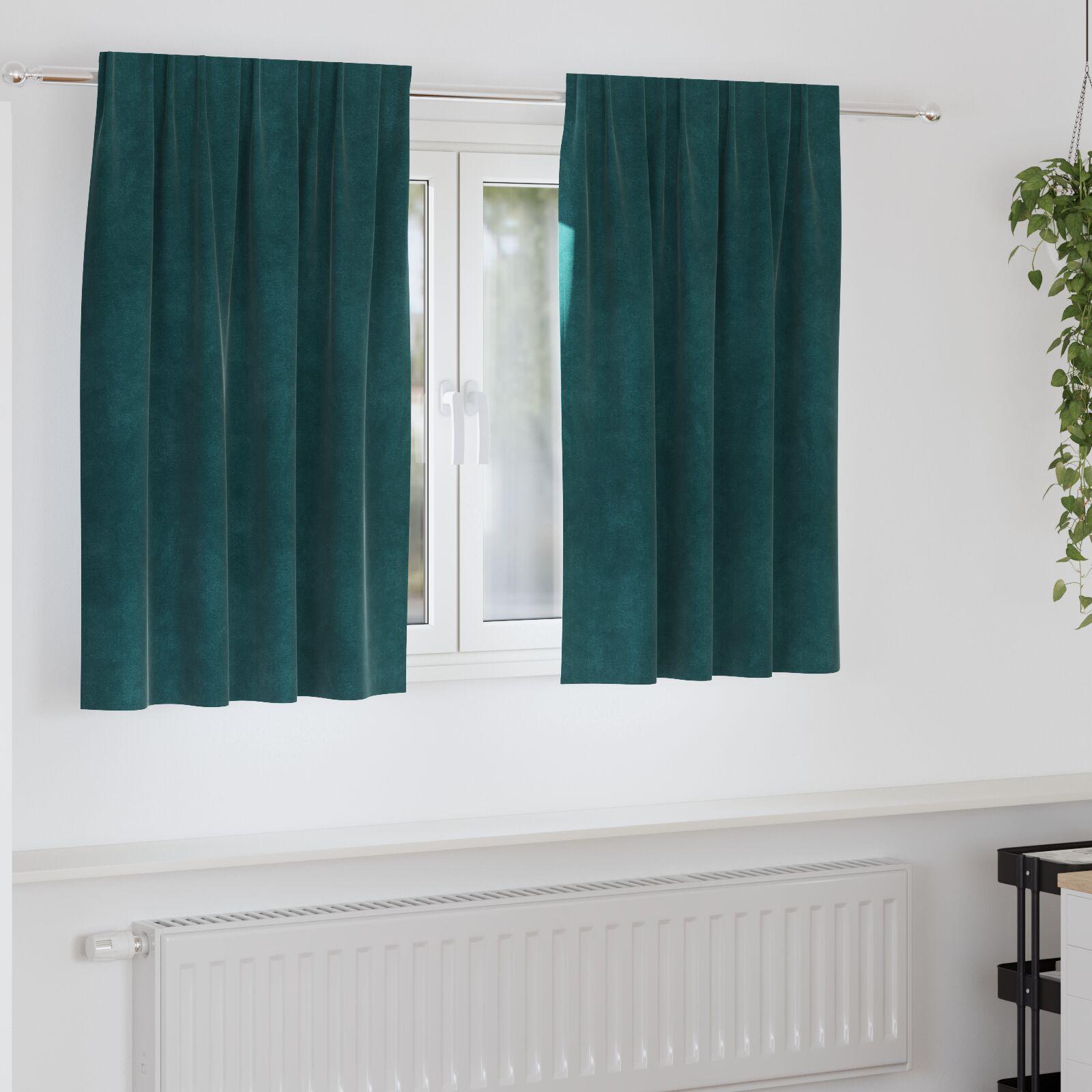Blackout Gardiner med Topbånd 2 stk Mørkegrøn Velour