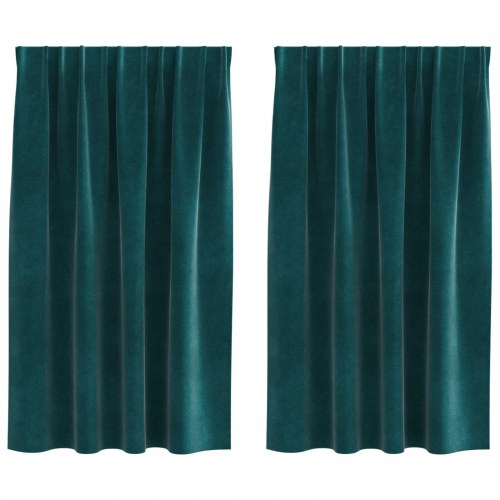 Blackout Gardiner med Topbånd 2 stk Mørkegrøn Velour