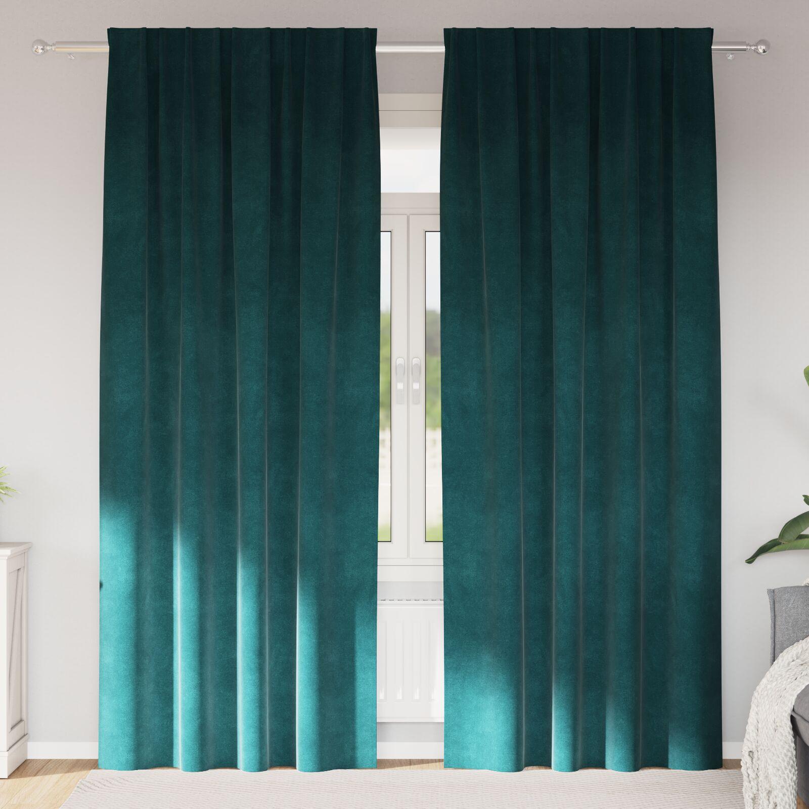 Blackout Gardiner med Top Tape 2 stk Mørkegrøn Velvet