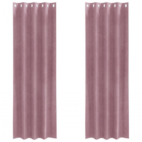 Blackout Gardiner med Øjer 2 stk Mørk Pink Velour