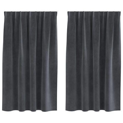 Lysdæmpende gardiner med topbånd 2 stk Lysegrå Velour