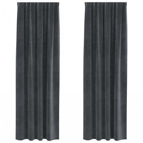Blackout Gardiner med Top Tape 2 stk Lys Grå Velour