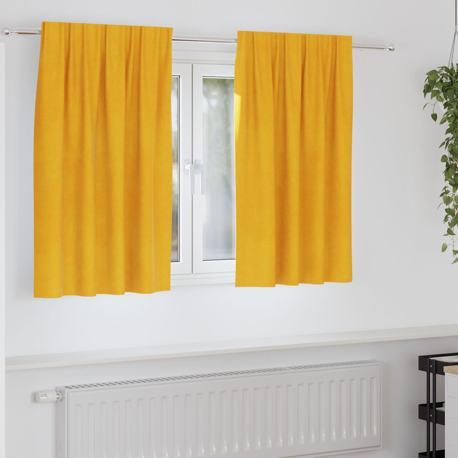 Blackout Gardiner med Top Tape 2 stk Sennepsgul Velvet