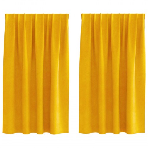 Blackout Gardiner med Top Tape 2 stk Sennepsgul Velvet