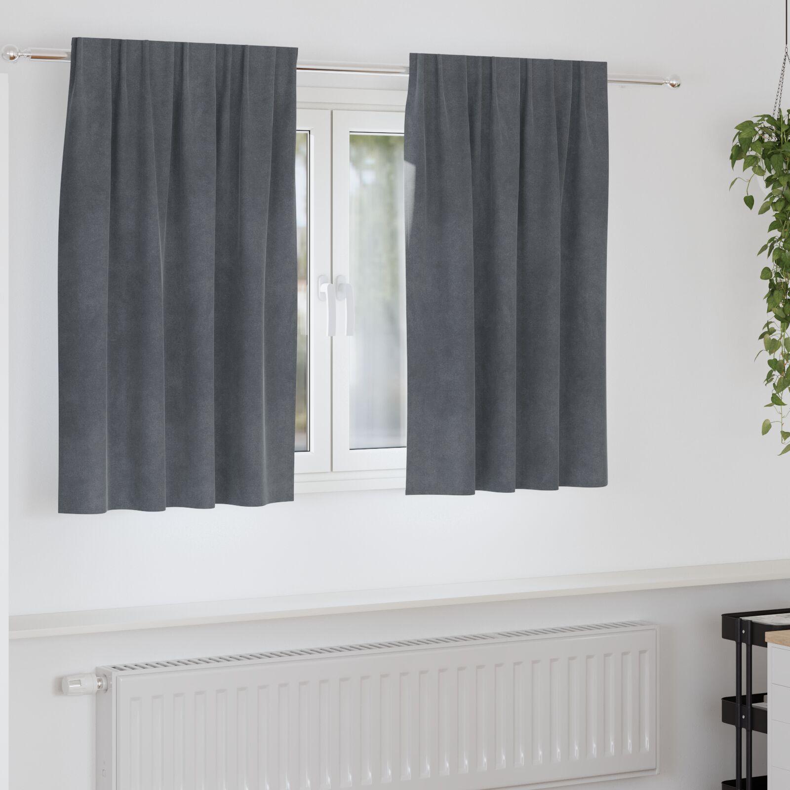 Blackout Gardiner med Top Tape 2 stk Super Lysegrå Velvet