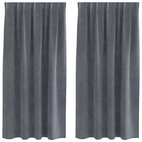 Lysdæmpende gardiner med topbånd 2 stk Super Lysegrå Velour