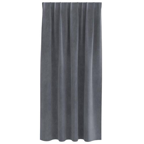 Lysdæmpende gardiner med topbånd 2 stk Super Lysegrå Velour