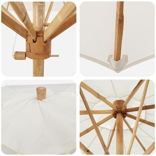 Haveparasoll Cremehvid 150x210 cm i Bambus