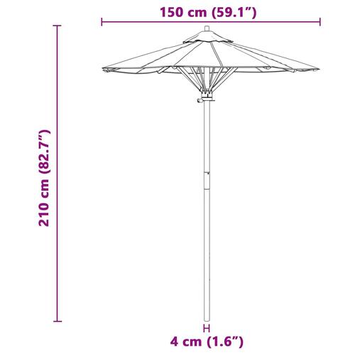 Haveparasoll Cremehvid 150x210 cm i Bambus