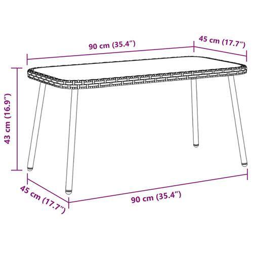 Kaffe Bord Naturlig 90x45x42 cm Poly Rattan