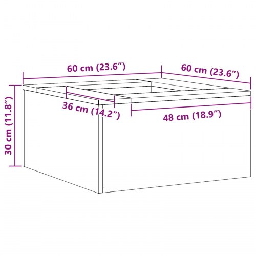 Fyrsted Firkantet Sort 60x60x30 cm Stål