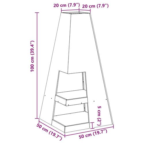 Pejs med brændstofopbevaring Sort 50x50x100 cm Stål