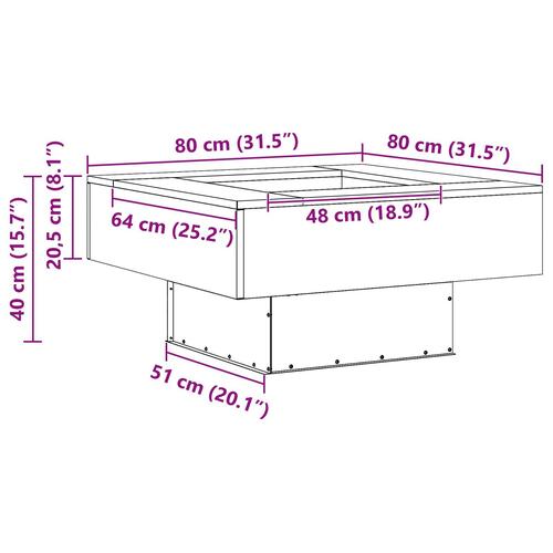 Fyrfad Firkantet Sort 80x80x40 cm i Stål