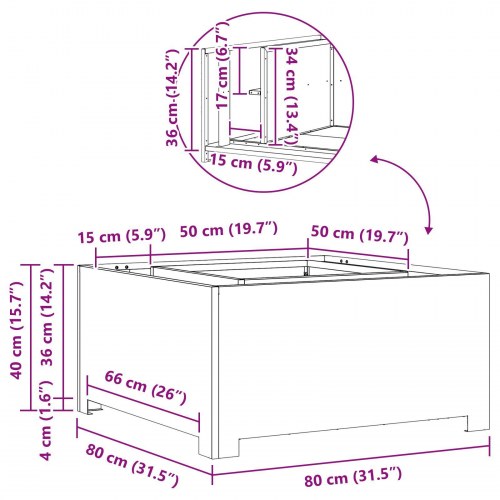 Fyrfadslys Square Sort 80x80x40 cm Stål