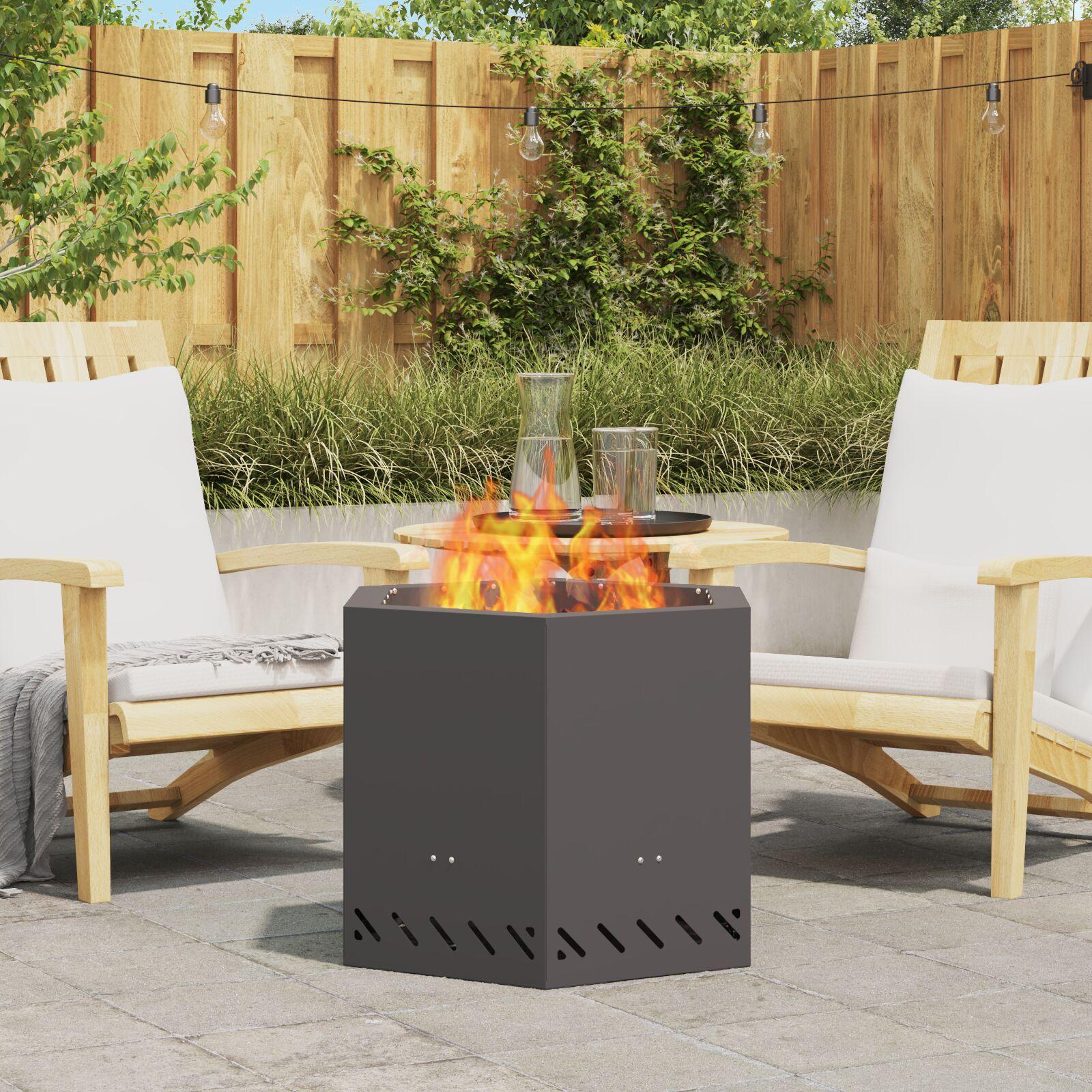 Fire Pit Black 58 x 58 x 51 cm Cold-rolled steel