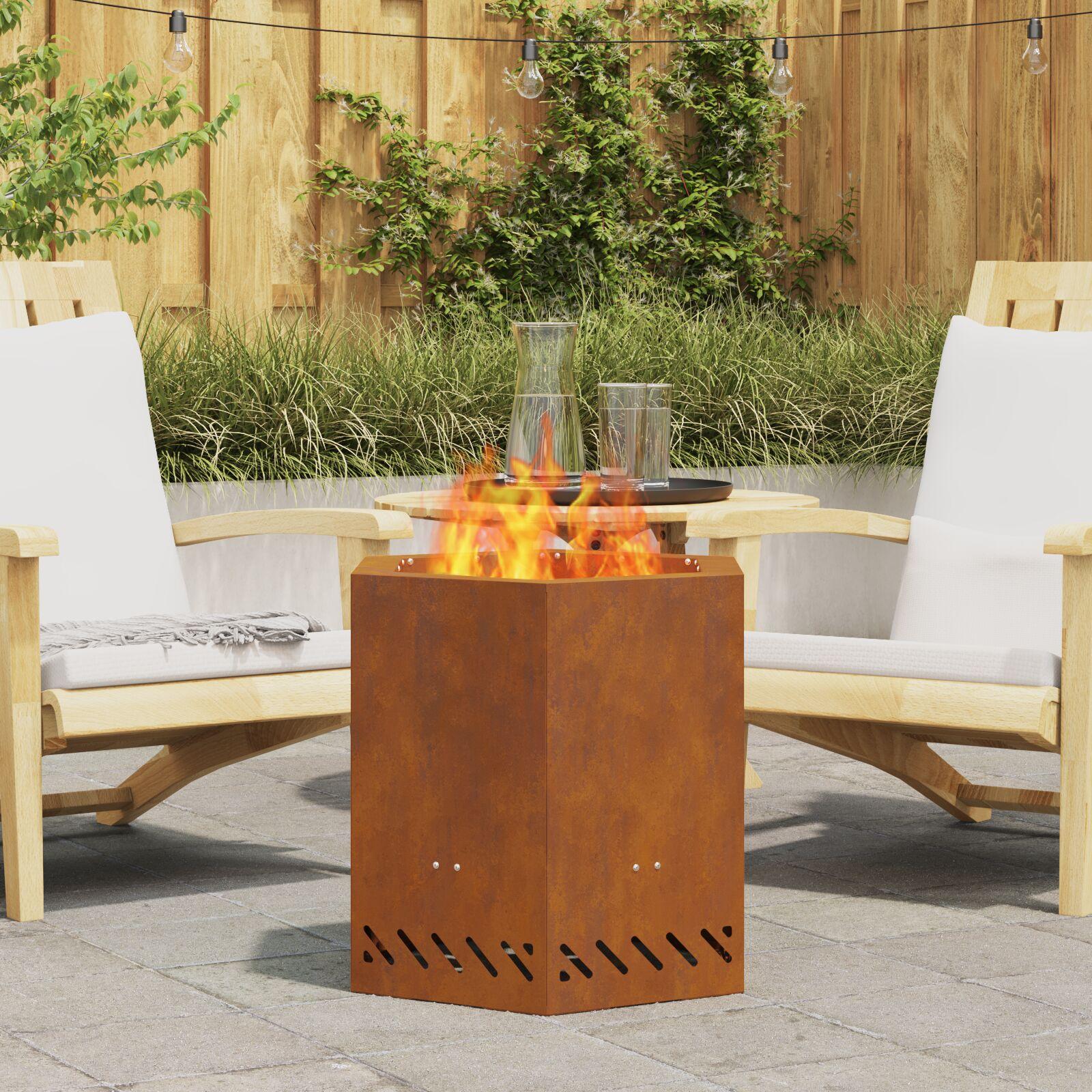 Fire Pit Brown 48 x 48 x 51 cm Weathering steel