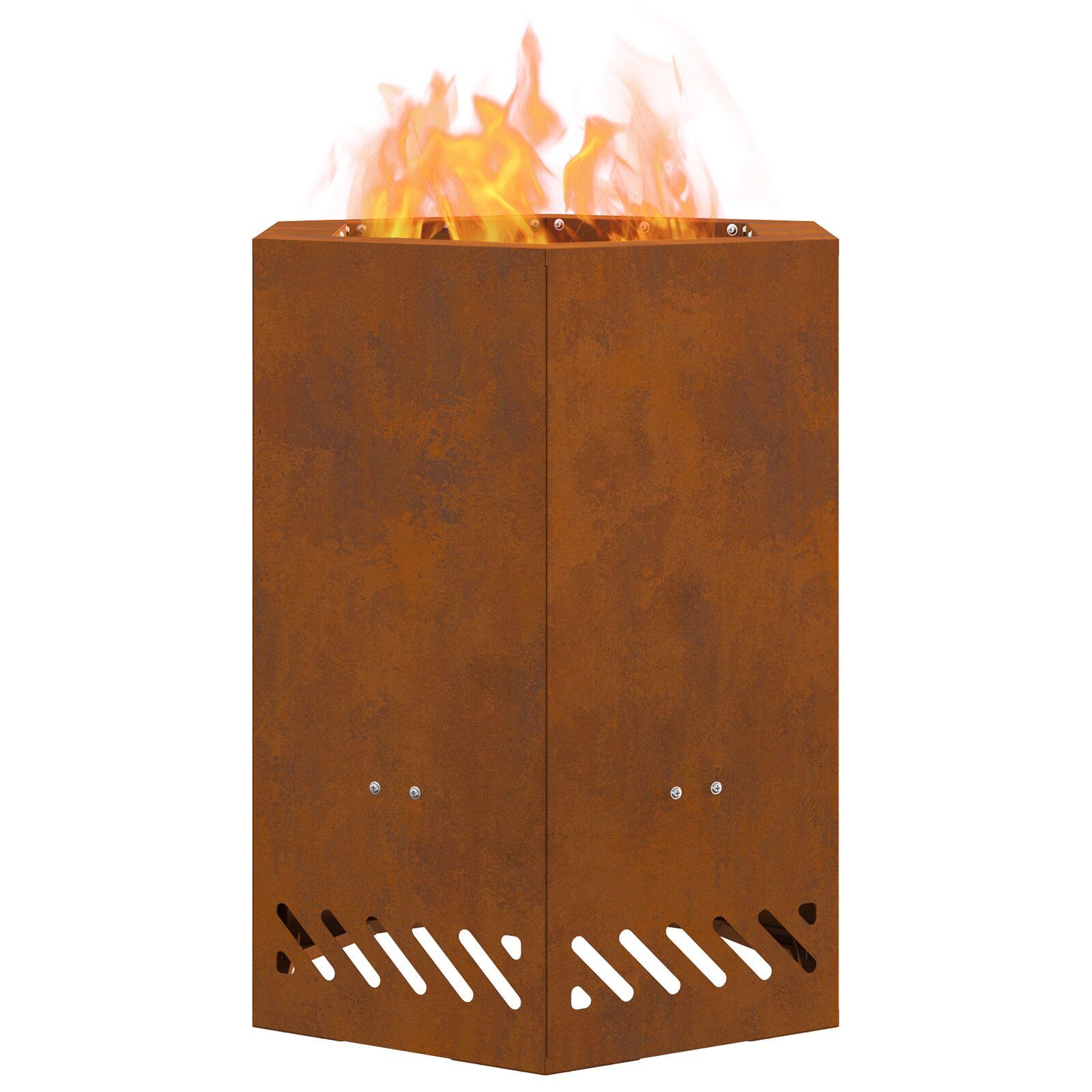 Fire Pit Brown 38 x 38 x 51 cm Weathering steel