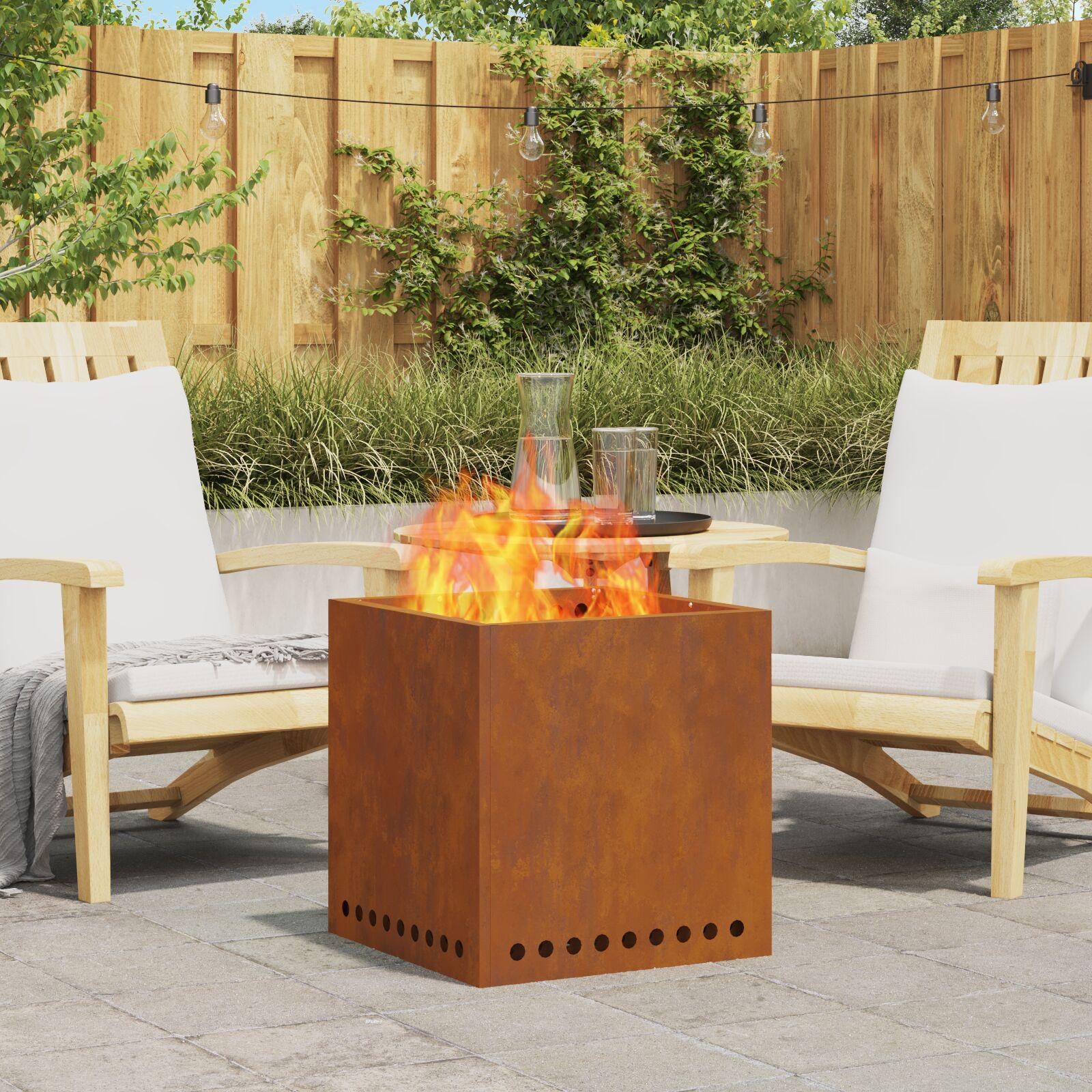 Fire Pit Brown 48 x 48 x 50 cm Weathering steel