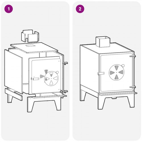 Campingkamin med skorsten Sort 35x50x60 cm Stål